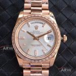 EW Factory Rolex Day Date 40mm White Dial Rose Gold President Band V2 Upgrade Swiss 3255 Automatic Watch 228239